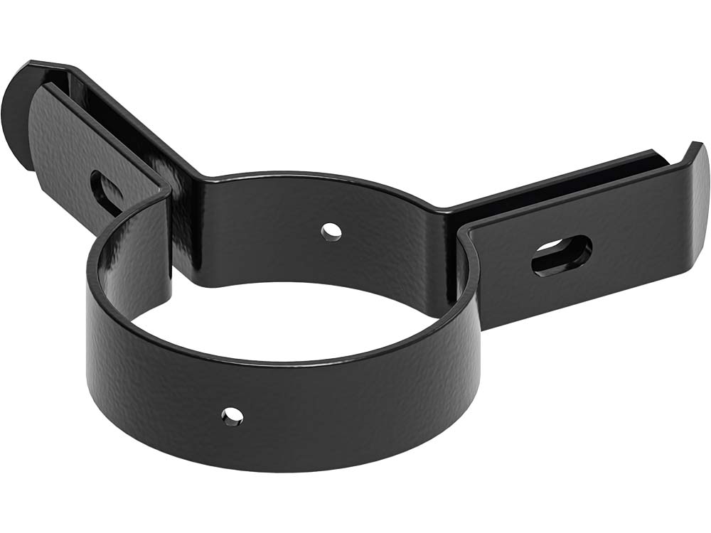 Longlip corner bracket for Ø 89 mm round post, black RAL 9005