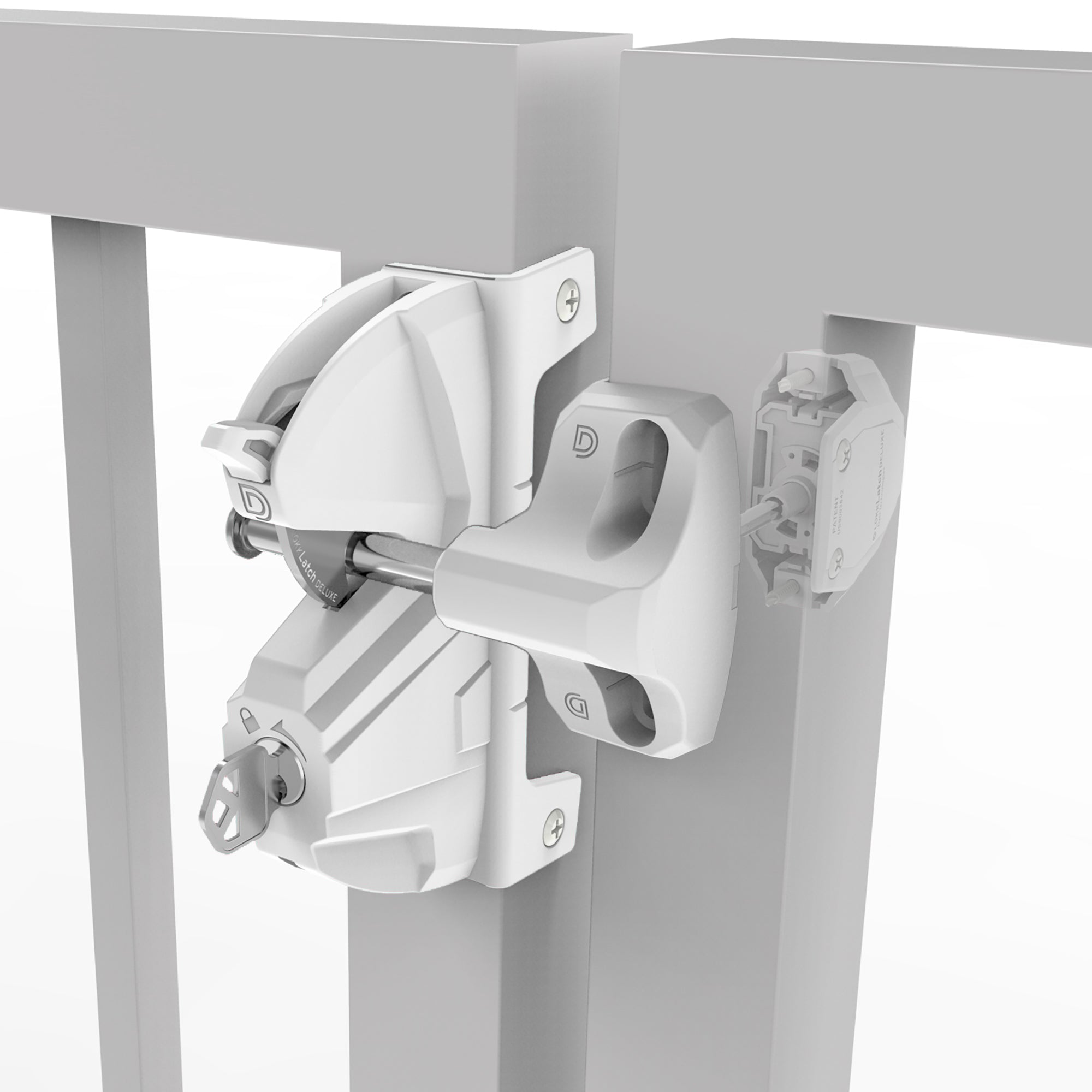 LokkLatch Deluxe latch with External Access Kit, white, long version