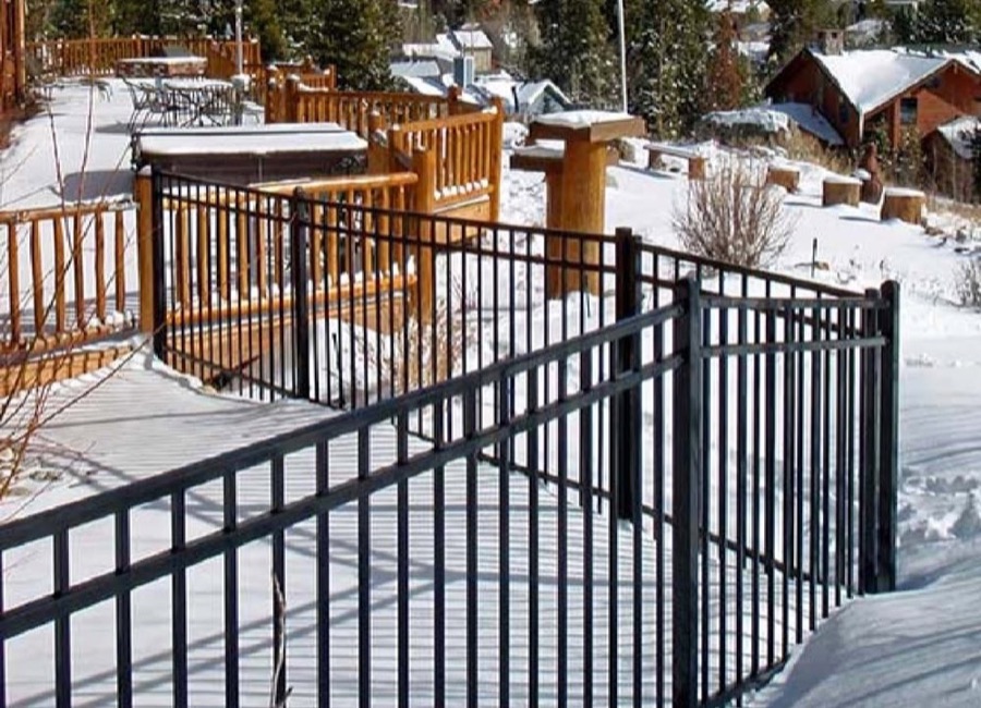 Fortress Versai Steel Fence Panel 3 Rail Pressed Spear, matched fence line