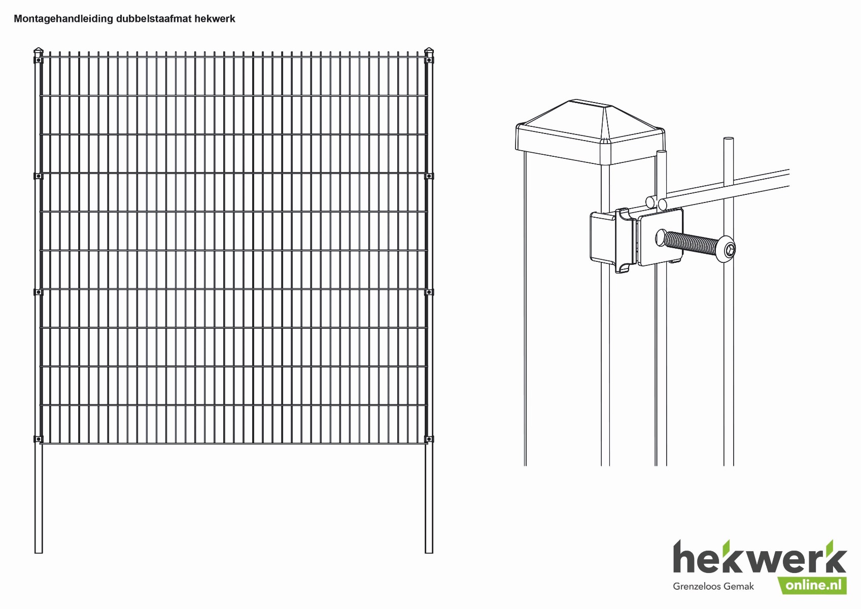 Installation drawing for double wire fence on Multi posts