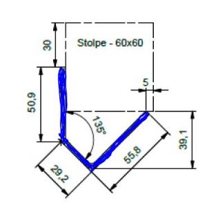 Drawing of the Noisecare corner rail in perspective