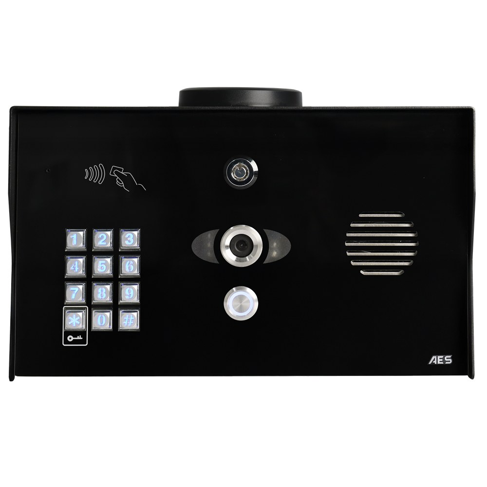 AES | Opyn Pro 4G Video Intercom | 1 Button | Pedestal with Keypad and Prox Reader