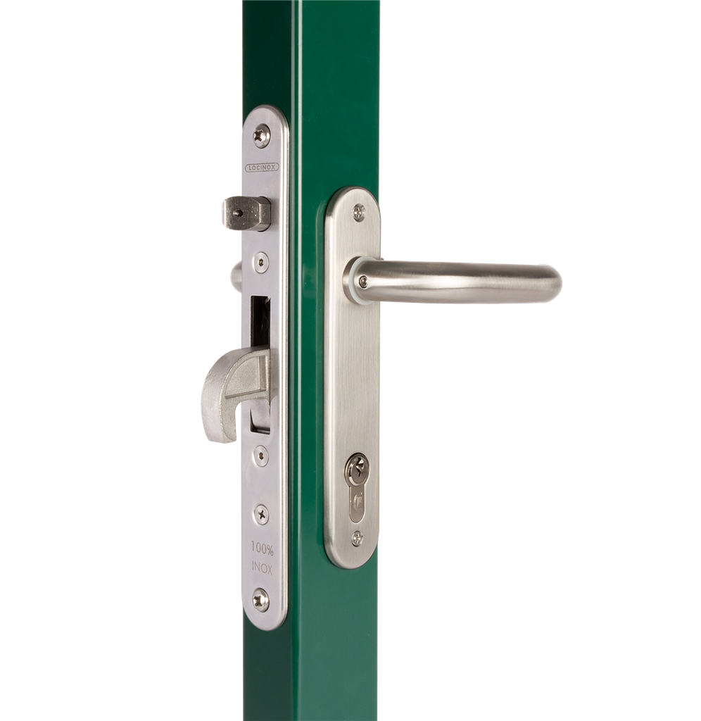 Locinox insert lock with 35 mm backset and stainless steel hook