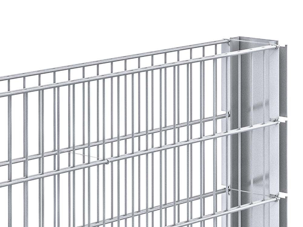 Gabion fence post, galvanised, inside view