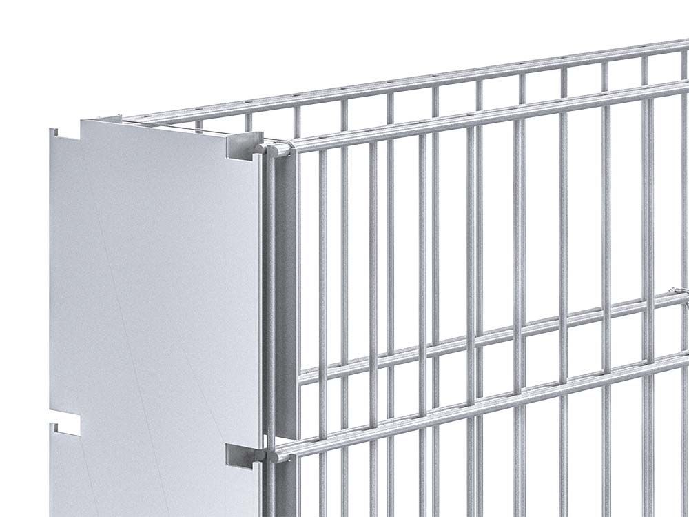 Gabion fence post, galvanised, outside view