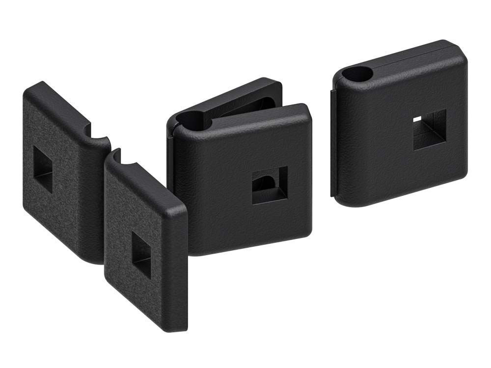 Gate connector with PVC clip, clip positions