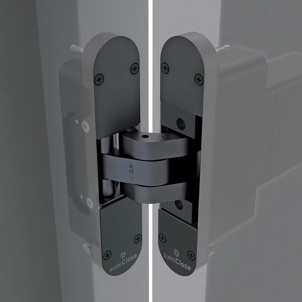 SureClose ConcealFit hinge-closer, render showing the adjustment