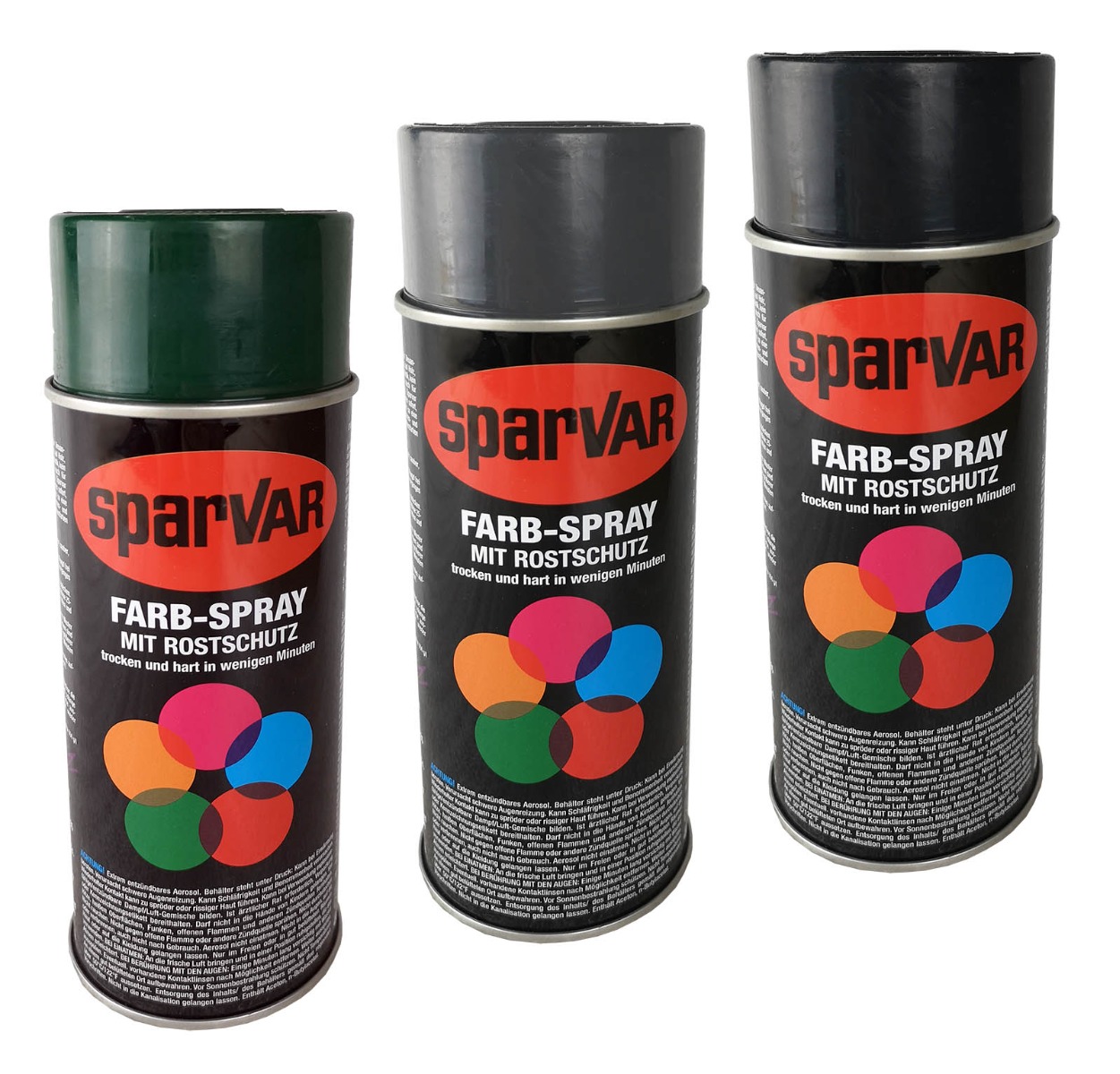 400 ml spray cans of fence paint in black RAL 9005 and zinc