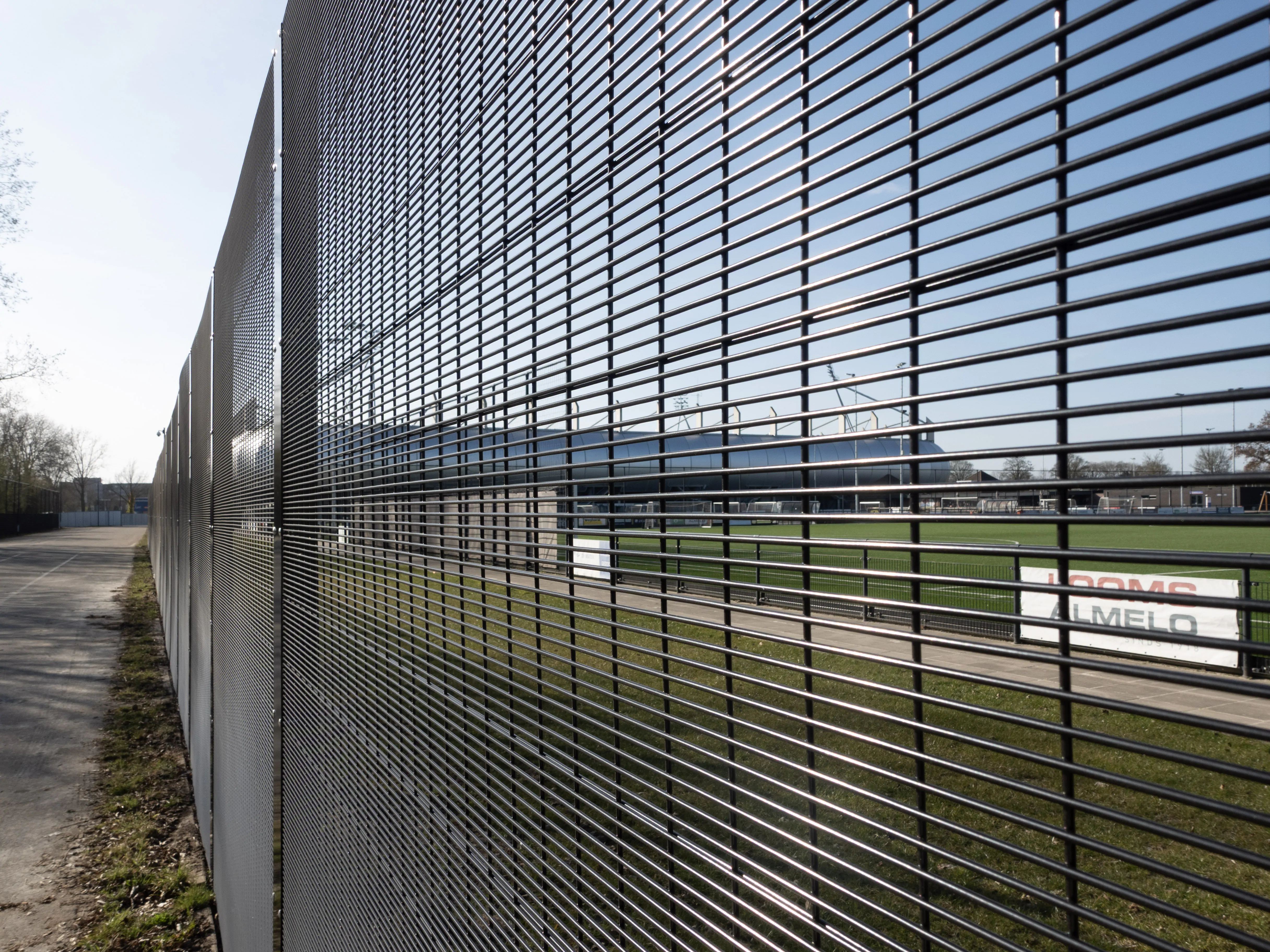 358 anti-climb security fence along a stadium perimeter
